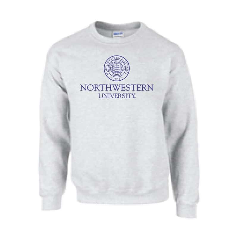 Northwestern University Wildcats Men's Light Grey Crewneck Sweatshirt with Northwestern University Seal Design