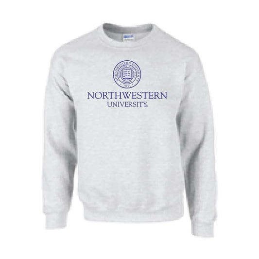 Northwestern University Wildcats Men's Light Grey Crewneck Sweatshirt with Northwestern University Seal Design