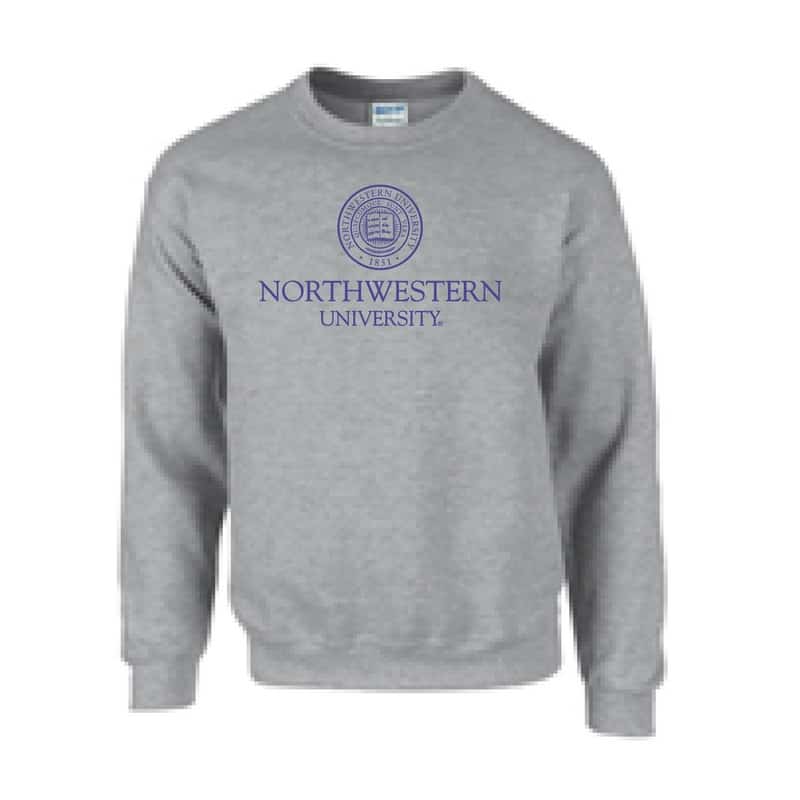 Northwestern University Wildcats Men's Dark Grey Crewneck Sweatshirt with Northwestern University Seal Design