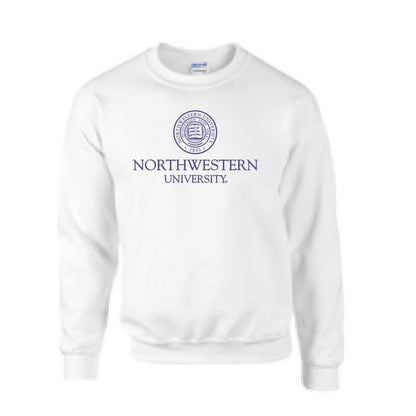 Northwestern University Wildcats Men's White Crewneck Sweatshirt with Northwestern University Seal Design