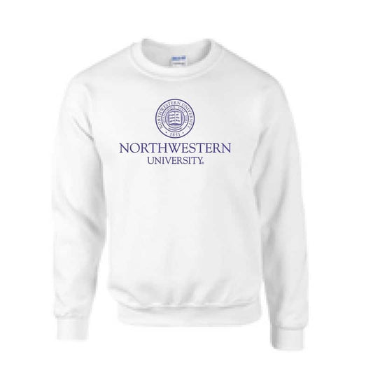 Northwestern University Wildcats Men's White Crewneck Sweatshirt with Northwestern University Seal Design