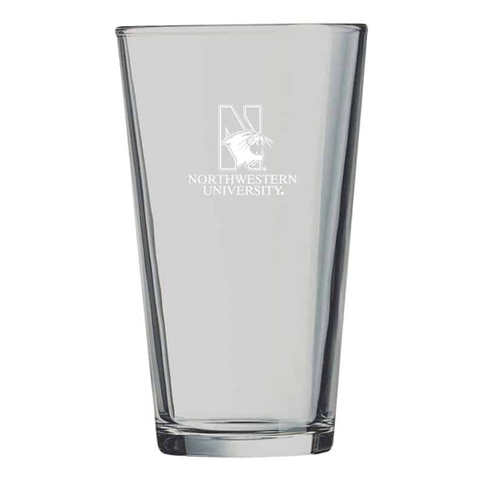 Northwestern University Wildcats 16 oz. Laser Engraved Pint Glass With N-Cat Design
