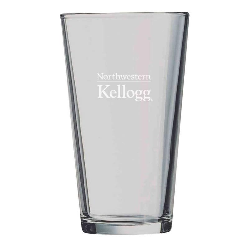 Northwestern I Kellogg Laser Engraved 16 oz. Pint Glass