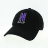 Northwestern University Wildcats Unconstructed Black Cotton Twill Hat with N & Golf Design