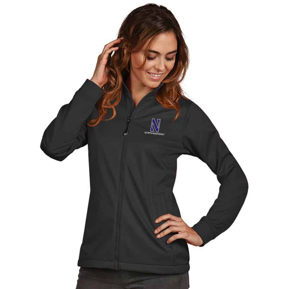 Northwestern University Wildcats Women's Antigua Golf Jacket in Smoke Steel