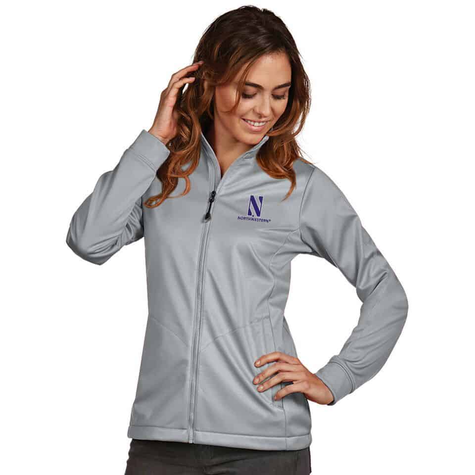 Northwestern University Wildcats Women's Antigua Golf Jacket in Silver Light Grey