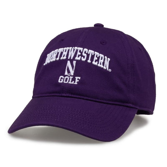 Northwestern University Wildcats Unconstructed Purple Cotton Twill Hat with Golf Design