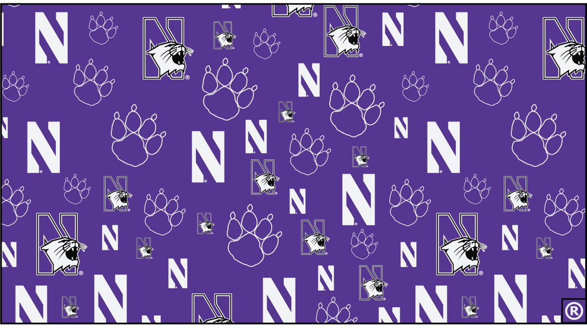 Northwestern University Wildcats Relaxed Purple Floppy/Bucket Hat with All Over Mixed Logos Print Design-2