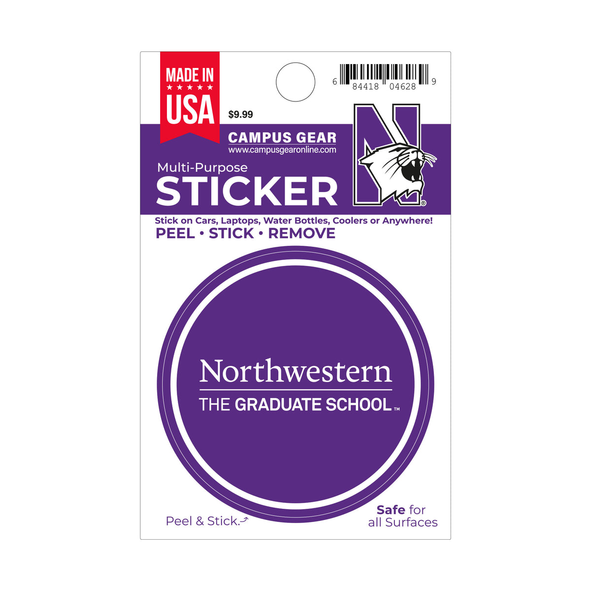 Northwestern University The Graduate School Full Color Outside Application 3" Circular Multi-Purpose Sticker
