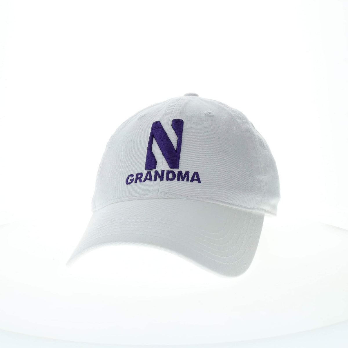 Northwestern University Wildcats Unconstructed White Cotton Twill Hat with N & Grandma Design