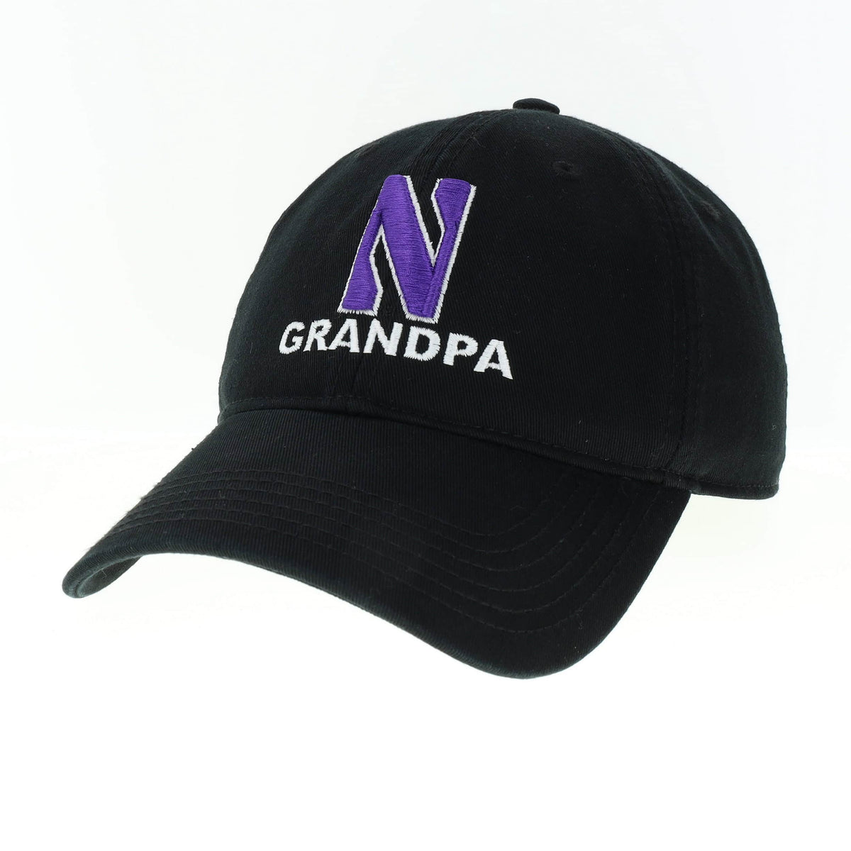 Northwestern University Wildcats Unconstructed Black Cotton Twill Hat with N & Grandpa Design