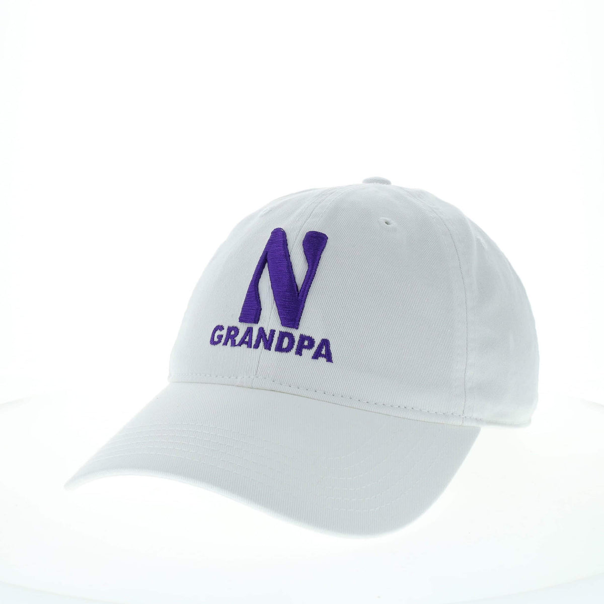 Northwestern University Wildcats Unconstructed White Cotton Twill Hat with N & Grandpa Design