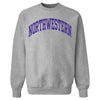 Northwestern University Wildcats Men's MV Pro-Weave Super-Heavy Graphite Crewneck Sweatshirt with One Color Arch Design