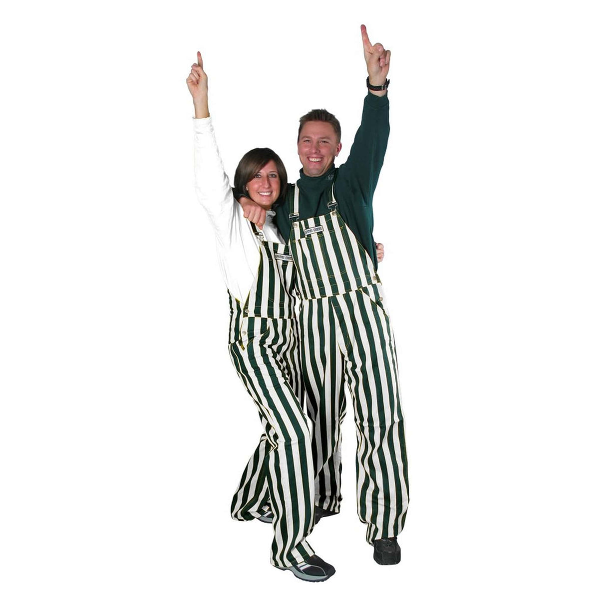 Green & White Adult Game Bib Overalls