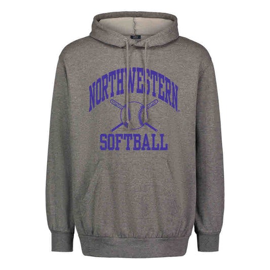 Northwestern University Wildcats Sport Grey Hooded Sweatshirt with Softball Design
