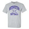 Northwestern University Wildcats Grey Short Sleeve Tee Shirt with Softball Design