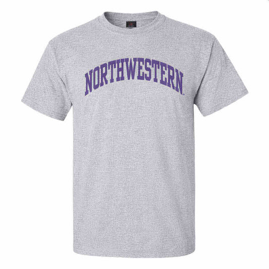 Northwestern University Wildcats Men's MV Heather Grey Classic Tee with One Color Arch Design