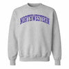 Northwestern University Wildcats Men's MV Pro-Weave Super-Heavy Heather Grey Crewneck Sweatshirt with One Color Arch Design