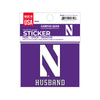 Northwestern University Wildcats Full Color Outside Application 3"X4" Rectangular Multi-Purpose Sticker with Husband Design