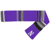 Northwestern University Wildcats Multi Colored Stripped Purple Woven Knit Scarf With Small Embroidered Stylized N Design
