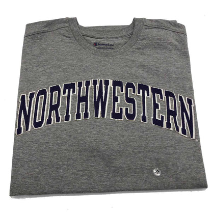 Northwestern University Wildcats Men's Heritage Grey Short Sleeve Tee Shirt with Vintage Appliqué Arched Northwestern Design -2