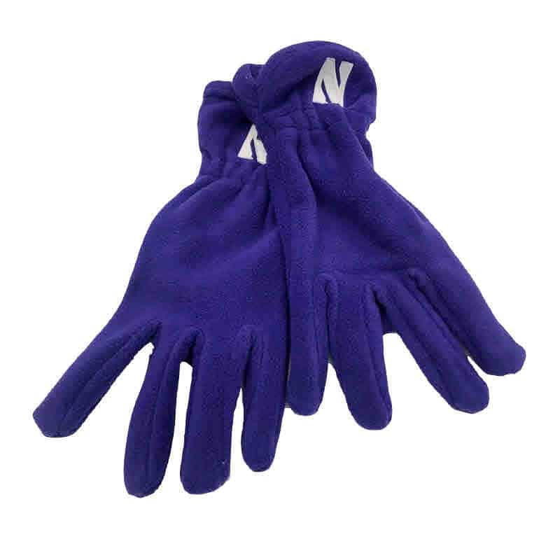 Northwestern University Wildcats Purple Polar Fleece Gloves With Stylized N Design-2