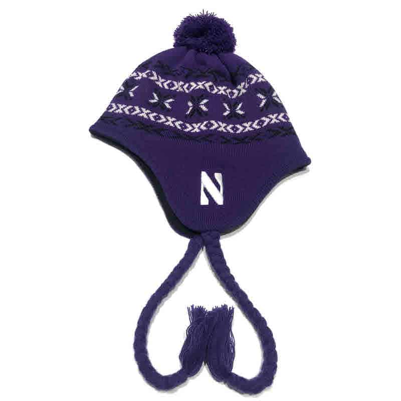 Northwestern University Wildcats Adult Purple Tassel Knit Cap With Fleece Lining & Stylized N Design-2