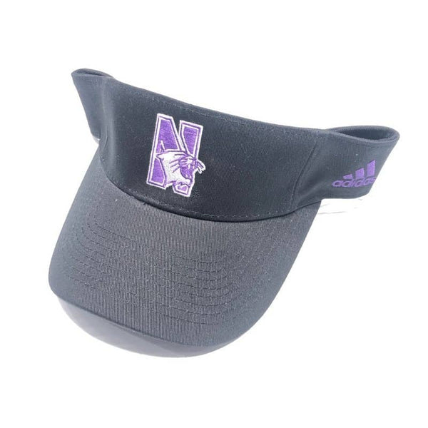 Northwestern University Wildcats Black Velcroback Visor with N-cat Design