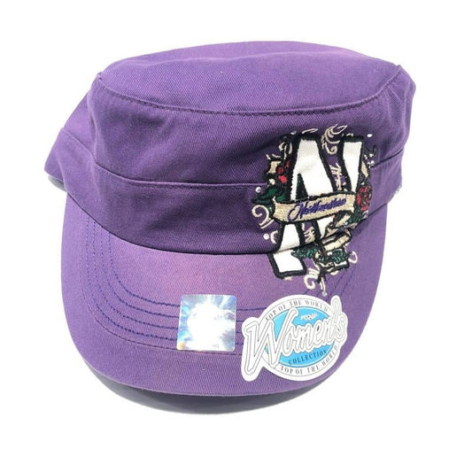 Northwestern University Wildcats Ladies Purple Velcroback Hat with Stylized N and Rose Design