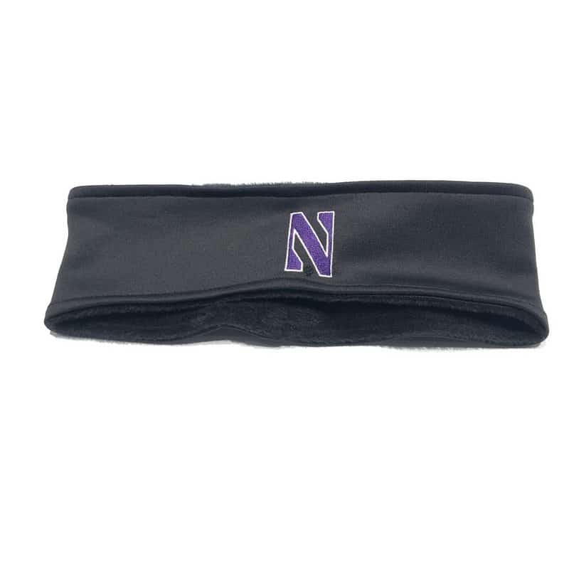 Northwestern University Wildcats Black Fleece Headband With Stylized N Design