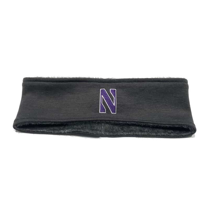 Northwestern University Wildcats Charcoal Grey Fleece Headband With Stylized N Design