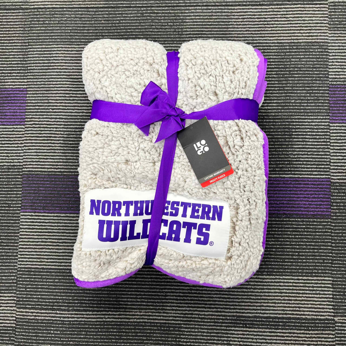 Northwestern University Wildcats Natural Color Frosty Fleece Throw Blanket 50"X60"