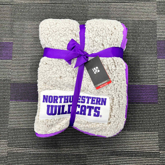Northwestern University Wildcats Natural Color Frosty Fleece Throw Blanket 50"X60"