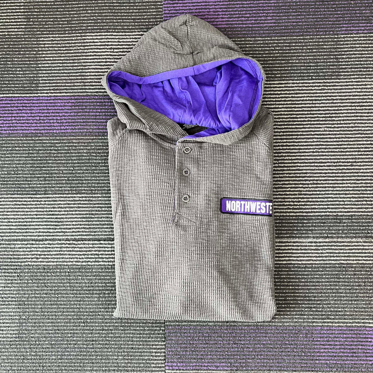 Northwestern University Wildcats Colosseum Men's Affirmative Hooded Henley Sweater