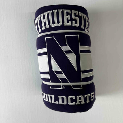 Northwestern University Wildcats Purple Sweatshirt Blanket with Applique Northwestern Design
