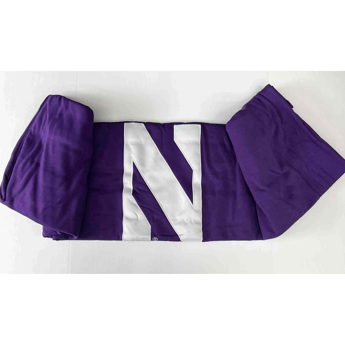 Northwestern University Wildcats Purple Sweatshirt Blanket with Applique Stylized N design-3