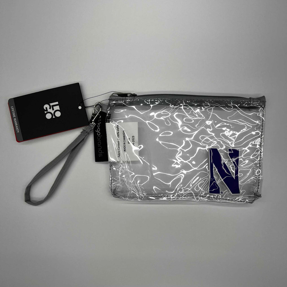 Northwestern University Wildcats Grey Accent Clear Wristlet
