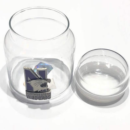 Northwestern University Wildcats 16 oz. Apothecary Jar with Lid & Pewter N-Cat Design