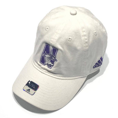 Northwestern University Wildcats White Unconstructed Flexfit Hat with N-Cat Design