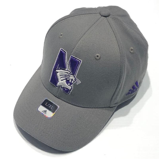 Northwestern University Wildcats Adidas Dark Grey Constructed Flexfit Hat with N-Cat Design