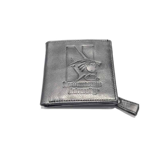 Northwestern University Wildcats Black Genuine Leather Square Snap Wallet