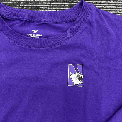 Northwestern University Wildcats Colosseum Ladies Purple All Around Oversized L/S Top with N-Cat Design