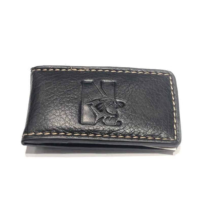 Northwestern University Wildcats Black Genuine Leather Contrast Stitch Magnetic Money Clip