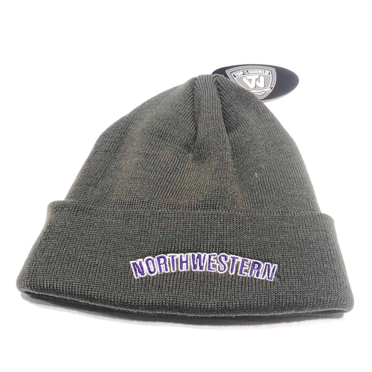 Northwestern University Wildcats Grey Cuffed Knit Hat with Stars & Stripes Stylized N Design-2