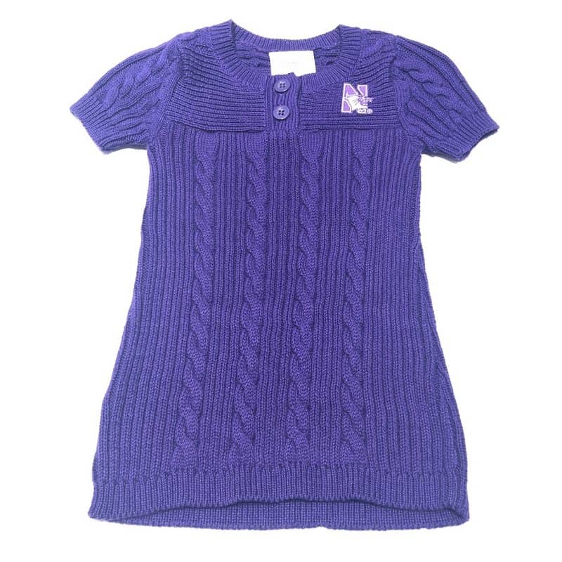 Northwestern University Wildcats Purple Knit Sweater Skirt With Embroidered N-Cat Design