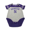 Northwestern University Wildcats Onesie with Purple Shoulders and Back & Arch Northwestern Over N Design