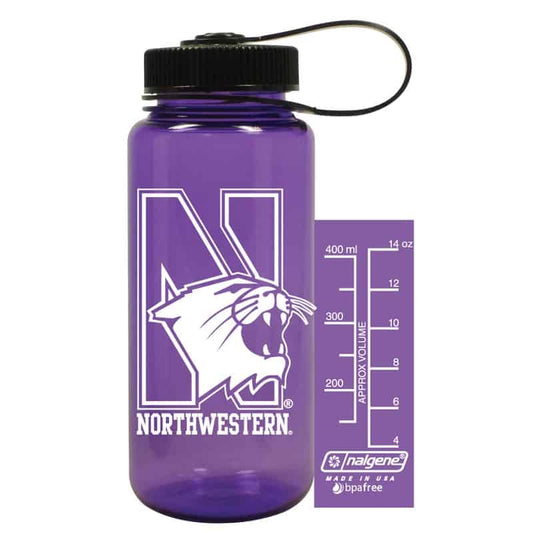 Northwestern University Wildcats 16 oz. Purple Tritan Wide Mouth Nalgene Bottle with N-Cat Design