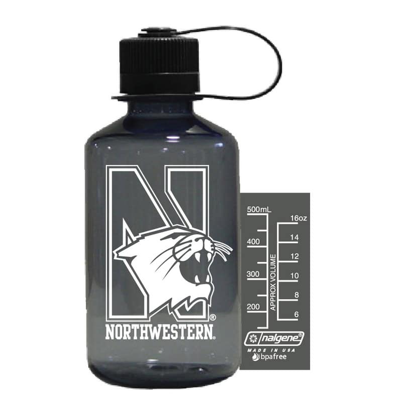 Northwestern University Wildcats 16 oz. Smoke Tritan Narrow Mouth Nalgene Bottle with N-Cat Design