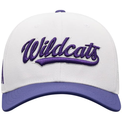 Northwestern University Wildcats Top Of The World Constructed Onefit Two Tone White/Purple  Hat with Script Wildcats Design