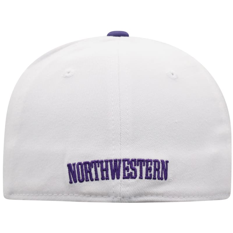 Northwestern University Wildcats Top Of The World Constructed Onefit Two Tone White/Purple  Hat with Script Wildcats Design